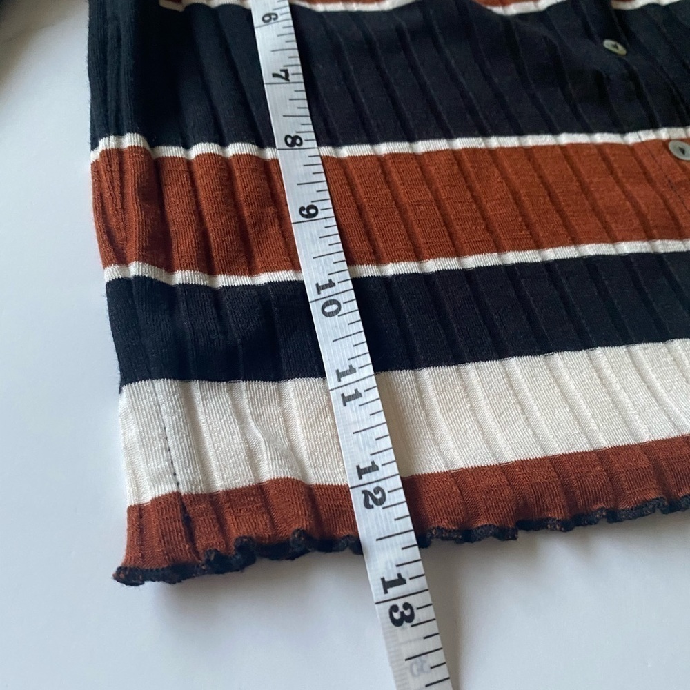 Y2k off the shoulder ribbed stripe crop L - Picture 5 of 7